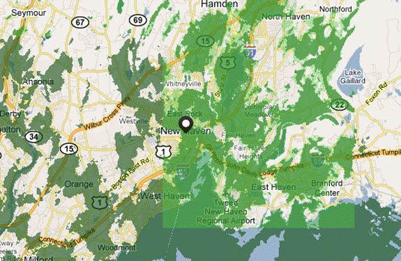 Coverage Map for the New Haven, Connecticut area Coverage Map for the New Haven, Connecticut area