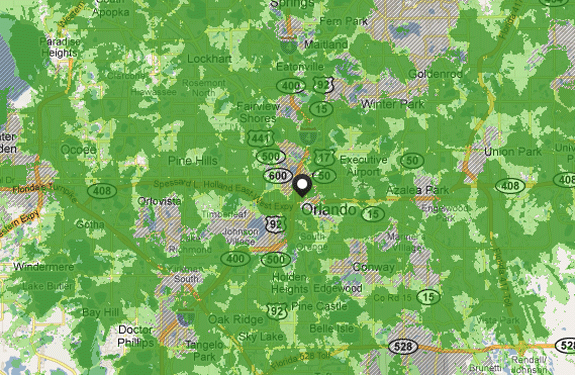 Coverage Map for the Orlando, Florida area Coverage Map for the Orlando, Florida area