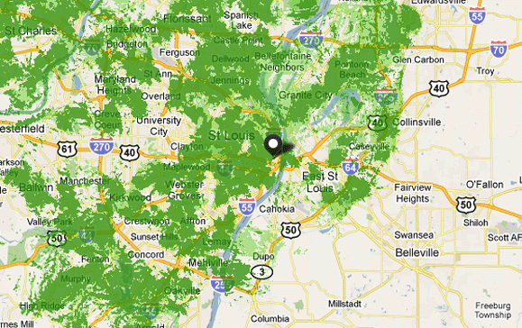 Coverage Map for the St. Louis, Missouri area Coverage Map for the St. Louis, Missouri area