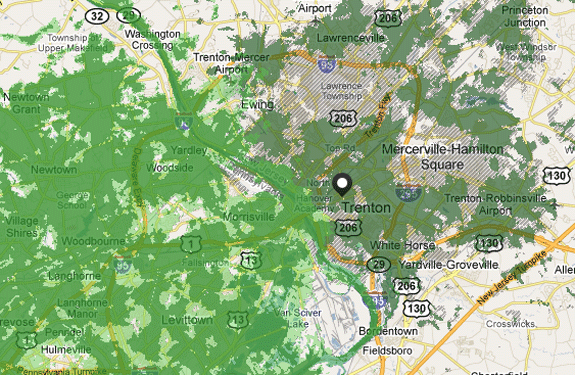Coverage Map for the Lawrence, New Jersey area Coverage Map for the Lawrence, New Jersey area
